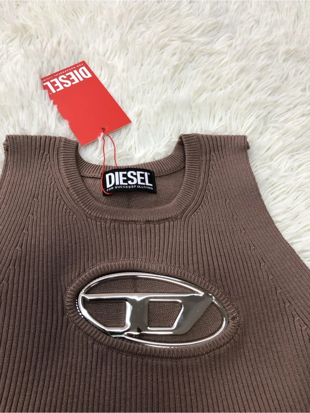 Diesel Taupe Ribbed Tank - Picture 3 of 6